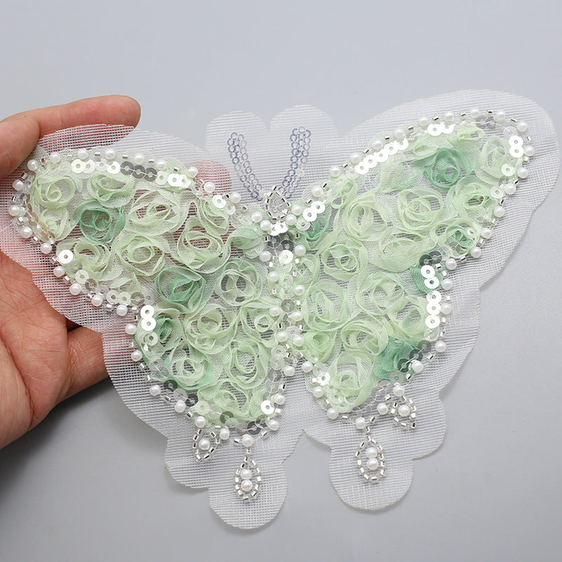 Wholesale Colorful flower butterfly cloth patch embroidery beads